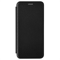 Bolsa Flip para Samsung Galaxy A22 5G, Galaxy F42 5G - Fibra de Carbono - Preto