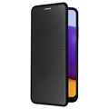 Bolsa Flip para Samsung Galaxy A22 5G, Galaxy F42 5G - Fibra de Carbono - Preto