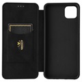 Bolsa Flip para Samsung Galaxy A22 5G, Galaxy F42 5G - Fibra de Carbono - Preto