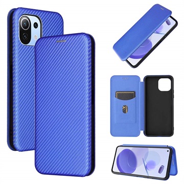 Bolsa Flip para Xiaomi Mi 11 Lite 5G - Fibra de Carbono - Azul