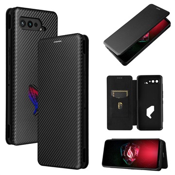 Bolsa Flip para Asus ROG Phone 5 - Fibra de Carbono - Preta