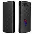 Bolsa Flip para Asus ROG Phone 5 - Fibra de Carbono - Preta