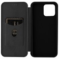 Bolsa Flip para Honor X8 - Fibra de Carbono - Preto