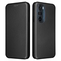 Bolsa Flip para Motorola Edge X30 - Fibra De Carbono - Preta