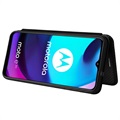 Bolsa Flip para Motorola Moto E20 - Fibra de Carbono - Preto