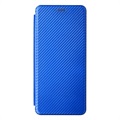 Bolsa Flip para Motorola Moto G51 5G - Fibra de Carbono - Azul