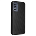 Bolsa Flip para Motorola Moto G62 5G - Fibra De Carbono - Preto