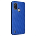 Bolsa Flip para Nokia C21 Plus - Fibra de Carbono - Azul