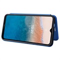 Bolsa Flip para Nokia C21 Plus - Fibra de Carbono - Azul