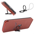 Bolsa Flip para Nokia C21 Plus - Fibra de Carbono - Castanho
