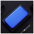Bolsa Flip para OnePlus Nord N100 - Fibra de Carbono - Azul