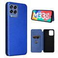 Bolsa Flip para Samsung Galaxy M33 - Fibra de Carbono - Azul