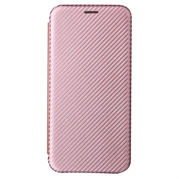 Bolsa Flip para Samsung Galaxy S22+ 5G - Fibra de Carbono - Cor-de-Rosa Dourado