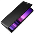 Bolsa Flip para Sony Xperia 1 III - Fibra de Carbono - Preta