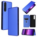 Bolsa Flip para Sony Xperia 1 III - Fibra de Carbono - Azul