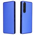 Bolsa Flip para Sony Xperia 1 III - Fibra de Carbono - Azul