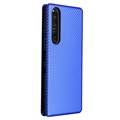 Bolsa Flip para Sony Xperia 1 III - Fibra de Carbono - Azul