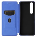 Bolsa Flip para Sony Xperia 1 III - Fibra de Carbono - Azul