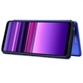 Bolsa Flip para Sony Xperia 1 III - Fibra de Carbono - Azul