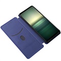 Bolsa Flip para Sony Xperia 1 IV - Fibra de Carbono - Azul