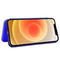 Bolsa Flip para iPhone 13 Mini - Fibra de Carbono - Azul