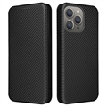 Bolsa Flip para iPhone 15 Pro Max - Fibra de Carbono - Preto