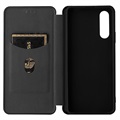 Bolsa Flip para Sony Xperia 10 IV - Fibra de Carbono - Preto