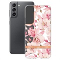 Capa de TPU Flower Series para Samsung Galaxy S22+ 5G - Gardénia Rosa
