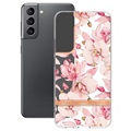 Capa de TPU Flower Series para Samsung Galaxy S22 5G - Gardénia Rosa
