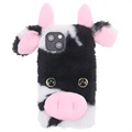 Capa Híbrida Fluffy Plush para iPhone 13 - Vaca Preta