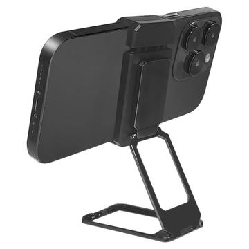 Suporte para telefone de mesa de metal dobrável 360 graus girando em liga de zinco suporte para celular atrás - preto