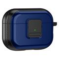 Apple AirPods Pro 2 Carregamento magnético Capa em TPU para auscultadores com fivela e mosquetão - Preto / Azul