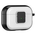 Apple AirPods Pro 2 Carregamento magnético Capa em TPU para auscultadores com fivela e mosquetão - Preto / Branco