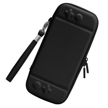 Nintendo Switch Sólido Cor PU Couro Transportando Capa Protetora À Prova de Choque Bolsa de Armazenamento Portátil - Preto