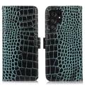 Bolsa de Pele Tipo Carteira Crocodile com RFID para Samsung Galaxy S23 Ultra 5G - Verde