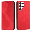 Bolsa Tipo Carteira da Business Style para Samsung Galaxy S23 Ultra 5G - Vermelho