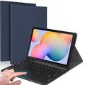 Para Samsung Galaxy Tab S6 Lite 2020/2022/2024 teclado Bluetooth com touchpad, capa de couro PU com suporte para caneta - azul