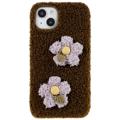 Capa de TPU Série Fluffy Flower para iPhone 14 - Castanho