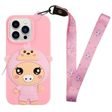 Capa de TPU com Bolso com Zíper Cartoon Design para iPhone 14 Pro Max
