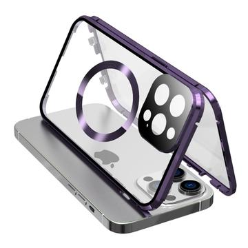 iPhone 15 Pro Max Capa para telemóvel em vidro temperado HD de dupla face compatível com MagSafe - Roxo