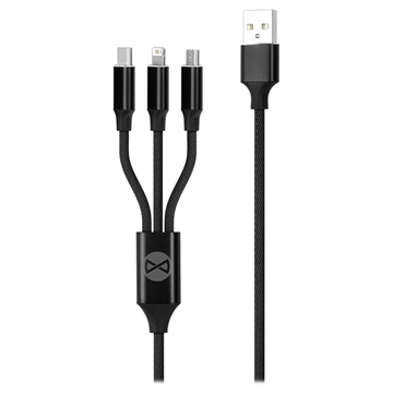 Cabo de Carregamento USB Trançado Forever 3 em 1 - 1.2 m