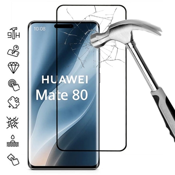 Huawei Mate 80 Protetor de ecrã de vidro temperado Cobertura total - 9H - Bordo preto