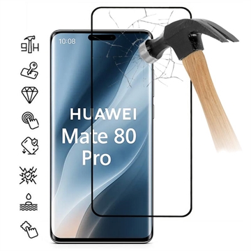 Huawei Mate 80 Pro Protetor de ecrã de vidro temperado Cobertura total - 9H - Bordo preto