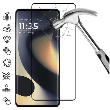 Motorola Edge (2025) Protetor de ecrã de vidro temperado Cobertura total - 9H - Bordo preto