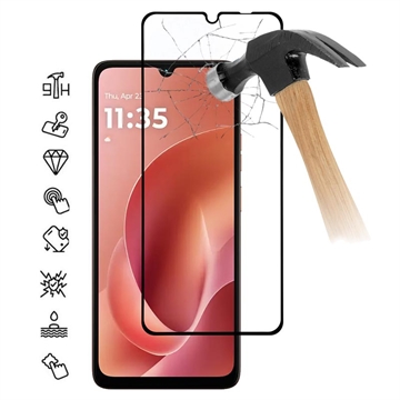 Motorola Moto G06/G06 Power Protetor de ecrã de vidro temperado Cobertura total - 9H - Bordo preto