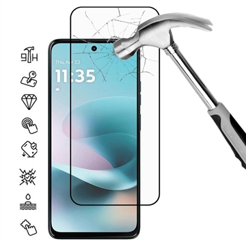 Motorola Moto G67 Power Protetor de ecrã de vidro temperado Cobertura total - 9H - Bordo preto