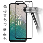Película Protectora de Vidro Temperado para Nokia C32 - Borda Preta