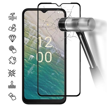 Película Protectora de Vidro Temperado para Nokia C32 - Borda Preta