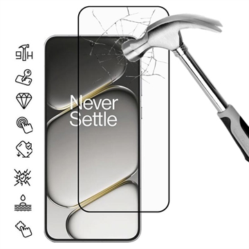 OnePlus Ace 6 Protetor de ecrã de vidro temperado Cobertura total - 9H - Bordo preto