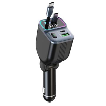 Carregador de isqueiro GC15 83W com monitor de tensão em tempo real - Preto